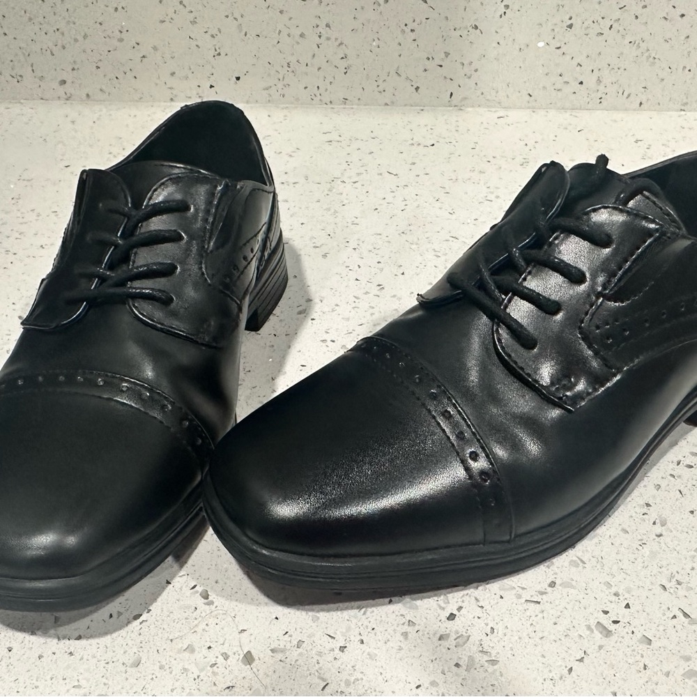 Stafford Black Kids Dress Shoes
